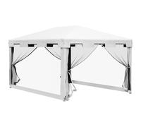 Gazebo Da Giardino 4x3 M Con Zanzariera E 2 Ingressi, In Metallo E Pe, Bianco E Nero