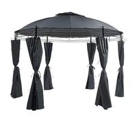 Gazebo da Giardino Acciaio e Tessuto Grigio Tende e Tetto Protezione UV