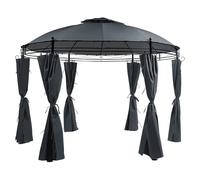Gazebo da Giardino Acciaio e Tessuto Grigio Tende e Tetto Protezione UV Safara