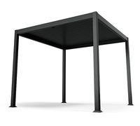LuminaHaven - Gazebo da 3x3 m, tetto a lamelle in acciaio zincato, protegge dal sole, dalla pioggia e dal vento