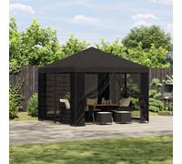 vidaXL Gazebo da giardino con pareti laterali 3 x 3 m Antracite, Padiglione da Giardino, Oasi Urbana, Rifugio Esterno, Copertura Estiva, Ombra per il Giardino, Barriera Solare