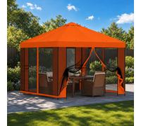 vidaXL Gazebo da giardino con pareti laterali 3 x 3 m Arancione, Padiglione da Giardino, Oasi Urbana, Rifugio Esterno, Copertura Estiva, Ombra per il Giardino, Barriera Solare