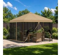 vidaXL Gazebo da giardino con pareti laterali, 3 x 3 m, beige, giardino e terrazza, elegante gazebo per esterni, protezione solare, gazebo per eventi, ombra urbana