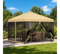 vidaXL Gazebo da giardino con pareti laterali 3 x 3 m Crema, per giardino e terrazza
