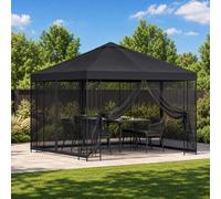 vidaXL Gazebo da giardino con pareti laterali 3 x 3 m Nero, Giardino e Terrazza, Gazebo Elegante all'Aperto, Tenda Sole, Padiglione per Eventi, Ombra Design Industriale