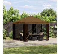 vidaXL Gazebo da giardino con pareti laterali 3 x 3 m Tortora, Padiglione da Giardino, Oasi Urbana, Rifugio Esterno, Copertura Estiva, Ombra per il Giardino, Barriera Solare