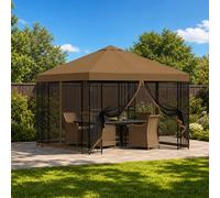 vidaXL Gazebo da giardino con pareti laterali 3 x 3 m Tortora, Giardino e Terrazza, Gazebo Elegante all'Aperto, Tenda Sole, Padiglione per Eventi, Ombra Design Industriale