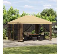 vidaXL Gazebo da giardino con pareti laterali 4 × 3 m Crema, Tenda da giardino e terrazzo, soluzioni di ombra utili, copertura gazebo all'aperto, riparo ampio per eventi
