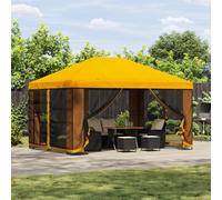 vidaXL Gazebo da giardino con pareti laterali 4 × 3 m Giallo, Tenda da giardino e terrazzo, soluzioni di ombra utili, copertura gazebo all'aperto, riparo ampio per eventi