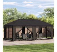 vidaXL Gazebo con pareti laterali 6 x 3 m Antracite, Set per gazebo da esterno, moderno e pratico, con pareti in rete, stile industriale, kit per riparo