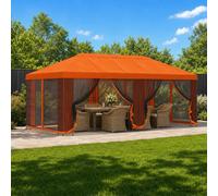 vidaXL Gazebo con pareti laterali 6 x 3 m Arancione, Set per gazebo da esterno, moderno e pratico, con pareti in rete, stile industriale, kit per riparo