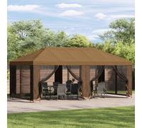 vidaXL Gazebo con pareti laterali 6 x 3 m Beige Poliestere e Acciaio, Set per gazebo da esterno, moderno e pratico, con pareti in rete, stile industriale, kit per riparo