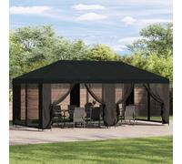 vidaXL Gazebo con pareti laterali 6 x 3 m Nero Poliestere e Acciaio, Set per gazebo da esterno, moderno e pratico, con pareti in rete, stile industriale, kit per riparo