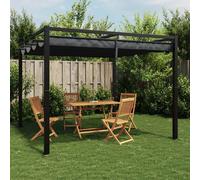 Gazebo da Giardino con Tetto Retrattile Antracite 3x3 m Acciaio