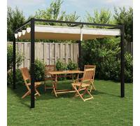 Gazebo da Giardino con Tetto Retrattile Crema 3x3m in Acciaio
