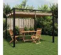 Gazebo da Giardino con Tetto Retrattile Tortora 3x3 m Acciaio