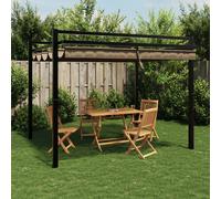 vidaXL Gazebo da Giardino con Tetto Retrattile Tortora 3x3 m Alluminio