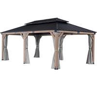 Gazebo da giardino in legno Orlando Premium 3,6 x 6,2 m CoverTech grigio
