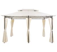 Gazebo da Giardino Rettangolare Acciaio e Tessuto Beige Protezione Solare Colos