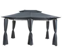 Gazebo da Giardino Rettangolare Acciaio e Tessuto Grigio Protezione Solare Colos