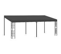 Gazebo da parete, 3 x 6 m, antracite con baldacchino in tessuto PA, riparo solare per terrazza e giardino, telaio in acciaio verniciato a polvere, resistente e stabile, montaggio a parete esterna