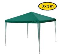 Gazebo impermeabile struttura tubolare in metallo 3x3m Verde - Mod. Fiera