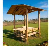 Gazebo in Legno con Tavolo da Picnic e Panche - Made in Italy