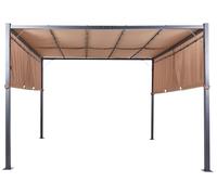 Gazebo in metallo e poliestere marrone con luci LED 310 cm Parga