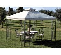 Gazebo In Metallo Mt.3x3 Panelli Decorati Acciaio Ecru Yf-3133b