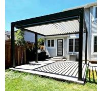 Gazebo in pergola, per giardino e terrazza, con lamelle sul tetto, regolabile, stabile e resistente alle intemperie, in alluminio, completamente in alluminio, gazebo a lamelle impermeabile, 3 x 3 m