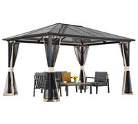 Gazebo moderno da giardino Santiago 3x3,6m con zanzariera Garden Point beige