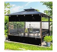 Gazebo nero trasparente telone laterale, tende da esterno con cerniera, tenda trasparente impermeabile con occhielli, tela cerata in PVC da 0,3 mm, tende antipioggia per pergola (3 x 2 m)