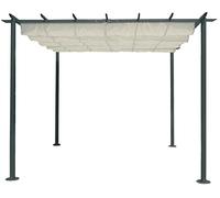 Gazebo o veranda per il giardino, in acciaio, scorrevole, con copertura marrone, 350 cm x 250 cm x 225 cm