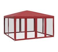Gazebo per feste con 8 sidewalls in rete, colore rosso, 4 x 4 m, HDPE impermeabile, protezione solare - Heavy Duty Iron Frame Portable Canopy per matrimoni, feste in giardino, barbecue, festival e