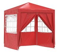Gazebo per feste, rosso, 200 x 200 x 240 cm, PE e acciaio | Pieghevole, cerniera laterale, resistente all'acqua e ai raggi UV, uso tutto l'anno