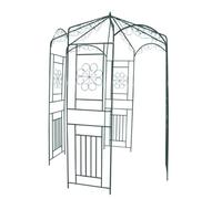 Gazebo per rose, 250 cm, verde scuro, in ferro battuto, come traliccio | Ferro battuto resistente alle intemperie, altezza 250 cm, larghezza 160 cm, ornamenti romani, ombra in estate