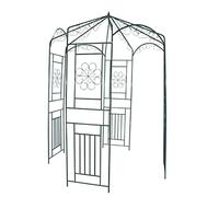 Gazebo per rose in ferro battuto, altezza 250 cm, arco da giardino verde scuro con traliccio per rose, clematide, edera, autoportante come pergola, protezione dagli sguardi indiscreti e passerella