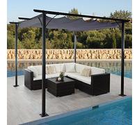 Gazebo pergola baldacchino moderno elegante giardino patio HWC-C42 acciaio poliestere 3x3m grigio