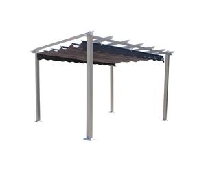 Gazebo pergola da esterno 3x3 mt in alluminio con telo apribile a carrucola