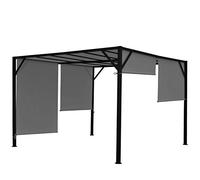 Gazebo pergola regolabile baldacchino moderno elegante giardino patio Baia acciaio poliestere 3x3m grigio