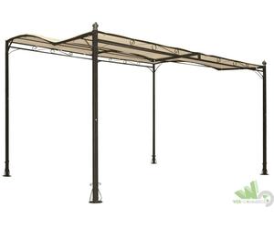 GAZEBO PERGOLA TETTOIA ADDOSSATA ACCIAIO PATIO 2.5X3MT A MURO PARETE TELO BIANCO