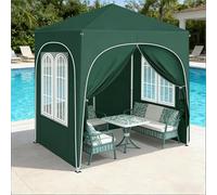 Gazebo pieghevole, 2 x 2 m, verde, impermeabile, con protezione UV, tenda regolabile in altezza, in tessuto Oxford, con borsa per il trasporto, per terrazza, campeggio, mercatino delle pulci ed eventi