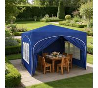 Gazebo pieghevole 3 x 3 m blu impermeabile con protezione UV, tenda pop-up regolabile in altezza in tessuto Oxford con borsa per il trasporto, gazebo da giardino per terrazza, campeggio, mercatino