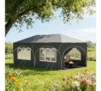 Gazebo pieghevole 3 x 6 m grigio con 6 pareti laterali - Tenda impermeabile per feste con protezione UV, tessuto Oxford, borsa per il trasporto, regolabile in altezza, pieghevole, per eventi