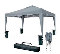 Gazebo Pieghevole 3x4 M in Acciaio con Telo Idrorepellente 160 g/m² Anti-UV Struttura Robusta Apertura Rapida a Fisarmonica con Borsa e 4 Sacche Zavorra per Giardino Fiere Eventi Piscina (Grigio)