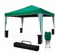 Gazebo Pieghevole 3x4 M in Acciaio con Telo Idrorepellente 160 g/m² Anti-UV Struttura Robusta Apertura Rapida a Fisarmonica con Borsa e 4 Sacche Zavorra per Giardino Fiere Eventi Piscina (Verde)
