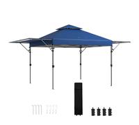 Gazebo Pieghevole 5x3m Con Pareti Estensibili, Altezza Regolabile E Borsa Con Ruote, Blu