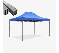 Gazebo pieghevole acciaio portatile estendibile richiudibile estensibile per fiere eventi stand chiosco tenda tendone mercato mercatino (laterali esclusi) (Blu, 3x4,5m)