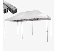 Gazebo pieghevole acciaio portatile estendibile richiudibile estensibile per fiere eventi stand chiosco tenda tendone mercato mercatino (laterali esclusi) (Bianco, 3x6m)
