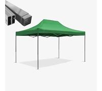 Gazebo pieghevole acciaio portatile estendibile richiudibile estensibile per fiere eventi stand chiosco tenda tendone mercato mercatino (laterali esclusi) (Verde, 3x4,5m)